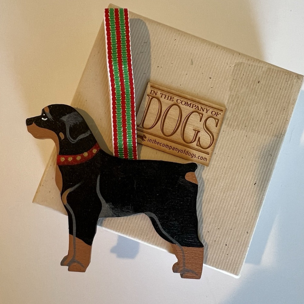 Handpainted Rottweiler Dog Wood Christmas Ornament